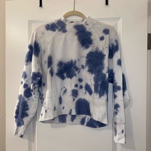 Pink Rose tie dye cropped mockneck sweatshirt